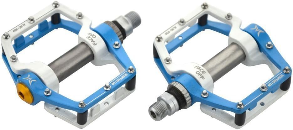 Redlution Bike Pedals Aluminum Alloy CNC bearing Shock Absorption Bicycle Cycling Pedals for Mountain And Road,1 Pair (Blue)