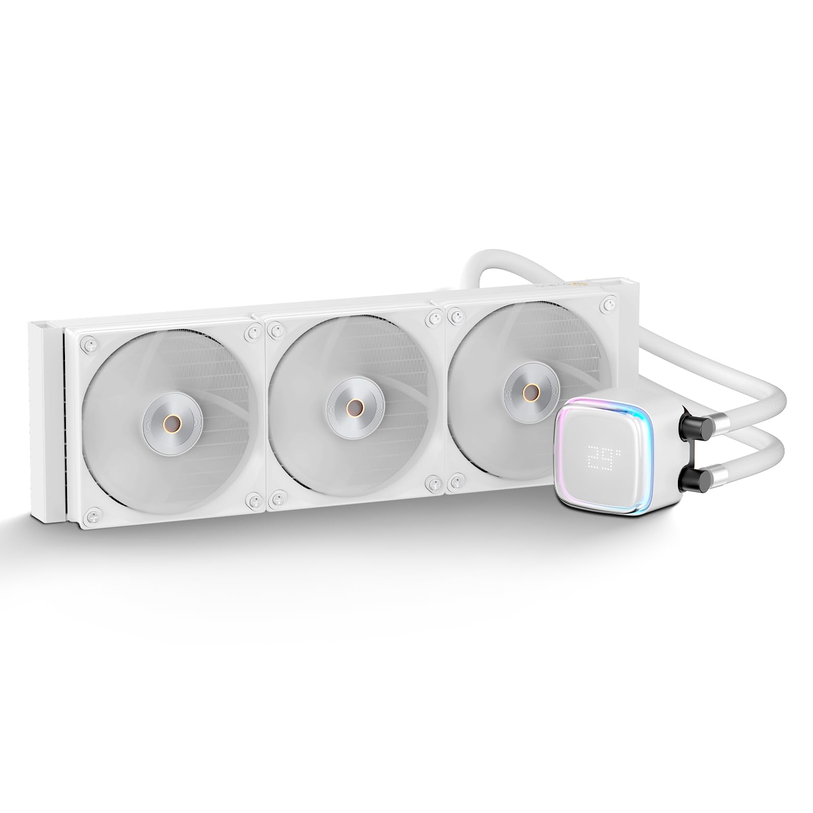 Photo 1 of Iota L36 WH AIO CPU Liquid Cooler 360mm with Temp Digital Display,ARGB Aluminum Alloy Pump,Fluid Dynamic Bearing PWM Fans,TDP300W Water Cooling System for Intel LGA 115x/1200/1700/1851 & AMD AM4/AM5