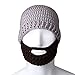 FREE FISHER Unisex Funny Winter Hat w/Fake Beard Detachable Beard Beanie Hand-Knit Hat