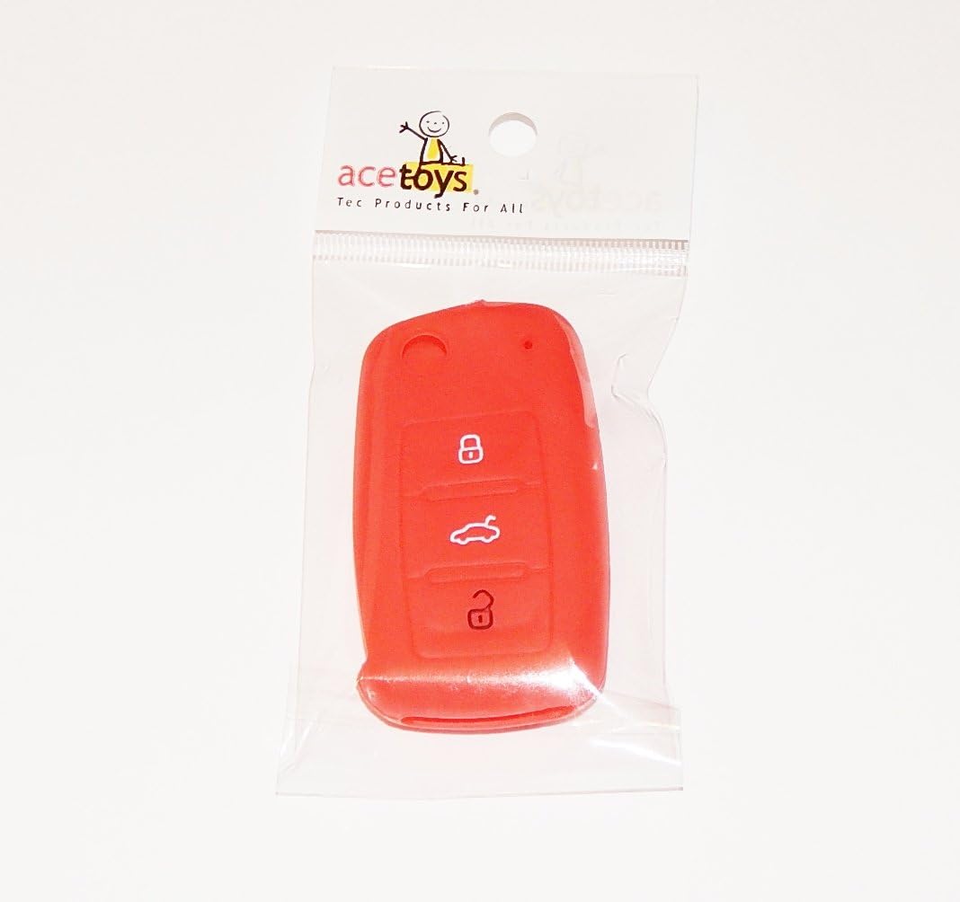 acetoys 3 Button Remote Flip Key Shell Case FOB IN WITH COLOUR BUTTON MARKING for VW Golf VW Passat VW Bora VW New Beetle VW Scirocco VW Jetta VW Touran VW Fox VW Polo VW Tiguan VW Eos VW Sharan VW Touareg VW Phateon VW Caddy VW T5 VW Amarok VW Lupo Seat Altea Seat Alhambra Seat Leon Seat Ibiza Seat Exeo Seat Cordoba Seat Arosa Skoda Octavia Skoda Fabia Skoda Superb Skoda Roomster Skoda Yeti IN (RED)