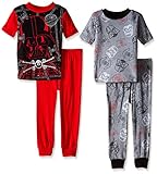 Star Wars Big Boys Darth Vader Red Lines and Dark Sides 4-Piece Pajama Set Red/Gray 4