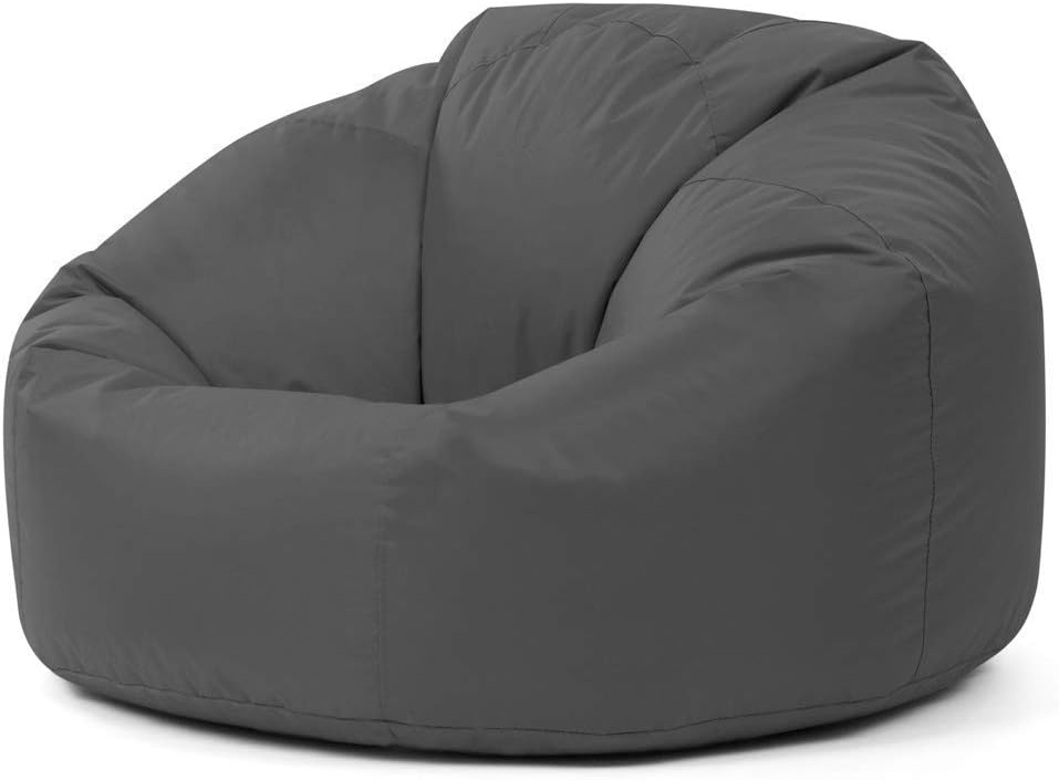 Bean Bag Bazaar Panelled Classic Bean Bag Chair, Slate Grey Large, 84cm x 70cm Indoor