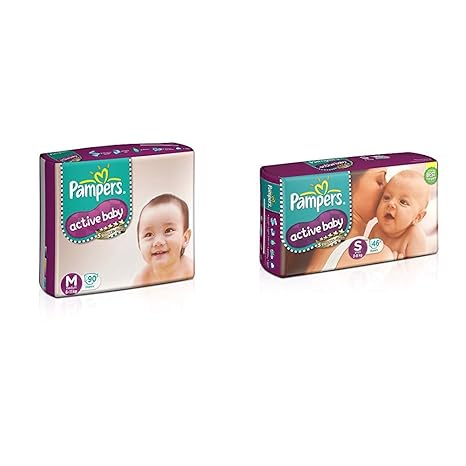 Pampers Active Baby Diapers, Medium (90 Count) & Pampers Active Baby Diapers, Small (46 Count)