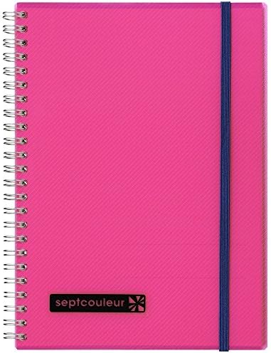5 x Maruman Septcouleur N579B-08 Ring Notebook w/Elastic band &amp; 3 Clear Pockets - Pink