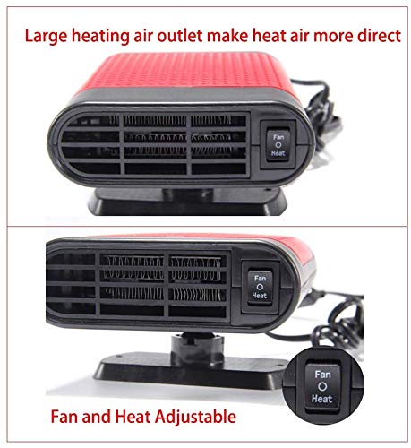 Portable Car Heater Car Defroster with Air Purification 12V 150W Auto Car 30 Seconds Fast Heating Defrost Defogger Demister Vehicle Ceramic Heater Fan for Windshield (Red01)