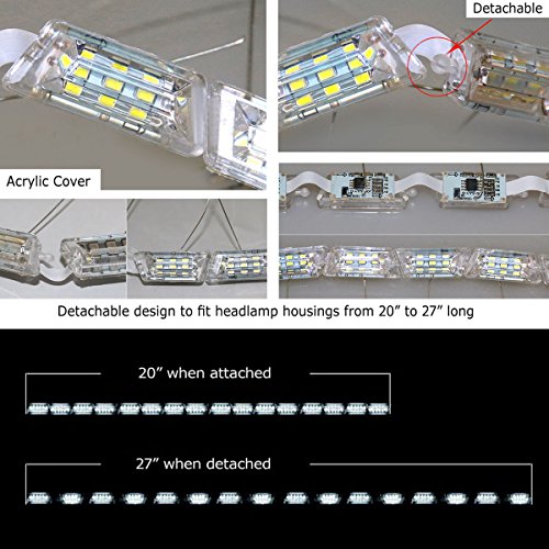 iJDMTOY (2) White/Amber Switchback LED Strip Lighting For Headlight Retrofit w/ Sequential Turn Signal Feature
