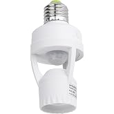 PIR Motion Sensor Light Socket Smart Screw in Light Bulb Outlet Compatible with E26/E27 Motion Activated Bulb Holder Adapter Automatic Control for Garage Storage Room
