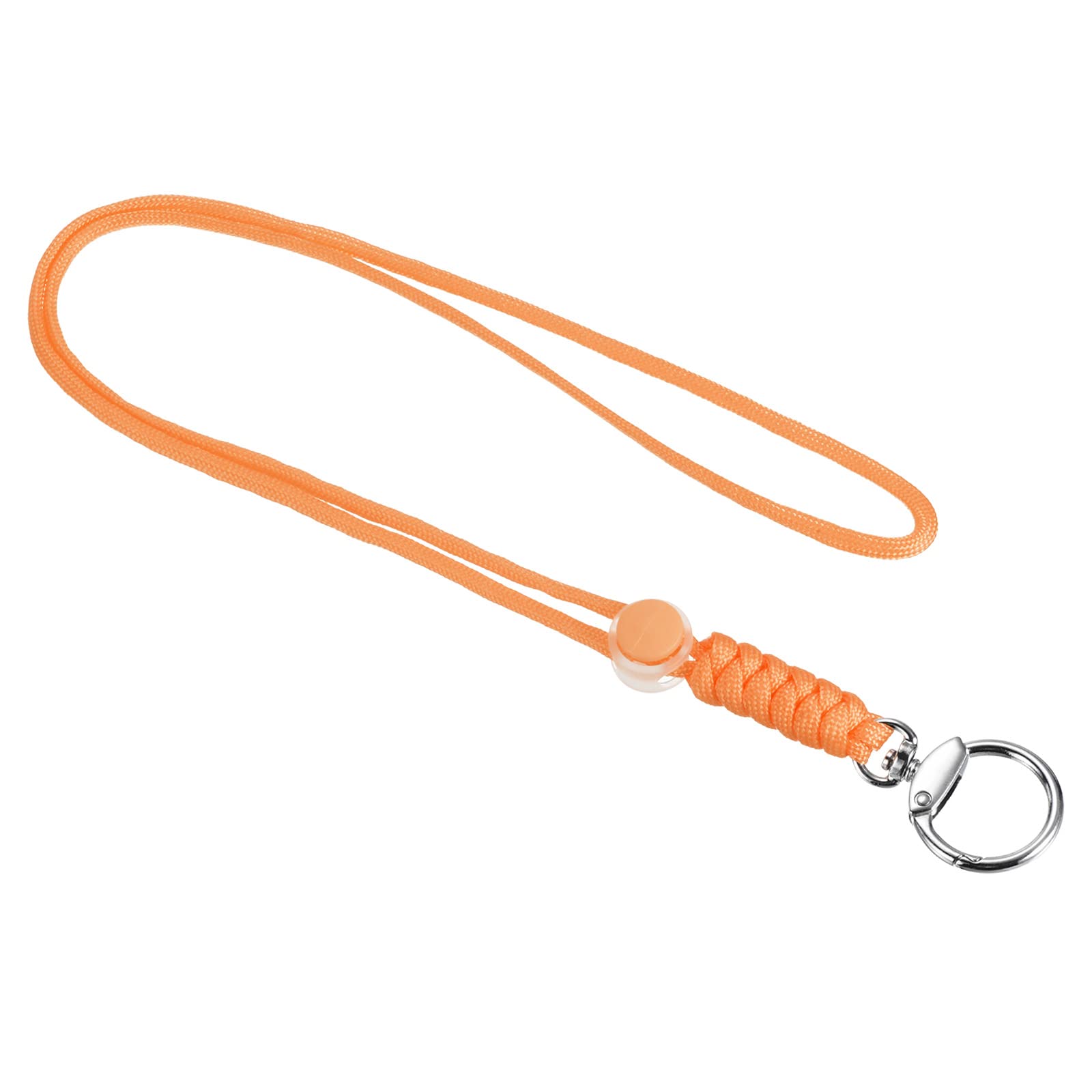 PATIKIL Paracord Lanyard with Round Clasp 19 Inch, Necklace Keychain Cord Metal Hook Strap for Keys Whistle ID Card Badge Holder, Orange