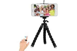 My Clik Ring Blk Bluetooth Selfie/Video Remote with Tripod (Night with Red Tripod), Black, Standard