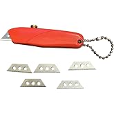 Mini Keychain Knife Box Opener for Keyring - 3 Inch Utility Knife on Keychain with 5 Extra Blades - Small Cutter for Opening Packages