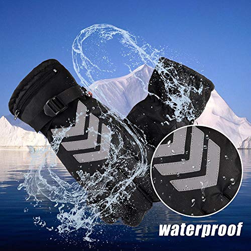 Heated Gloves Battery Powered Electric Rechargeable Waterproof Insulated Night Reflective Back Touch Screen Motorcycle Electrocar Heating Gloves Warmer for Men Women US Plug