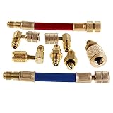 Airkoul 8Pcs Car A/C Air Conditioning Refrigeration R134A R12 Connector Adapter Hose Set Kits