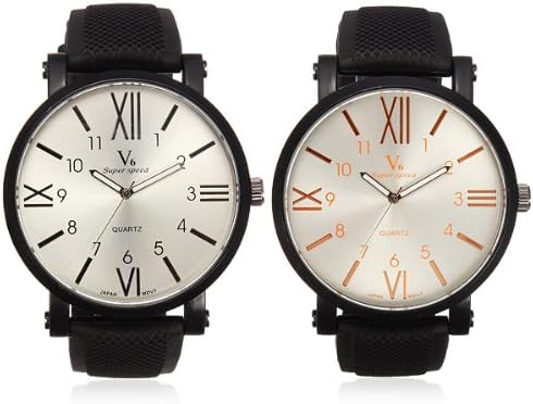 V6 Men Fashion Sports Round Quartz Silicone Simple Style Watch.