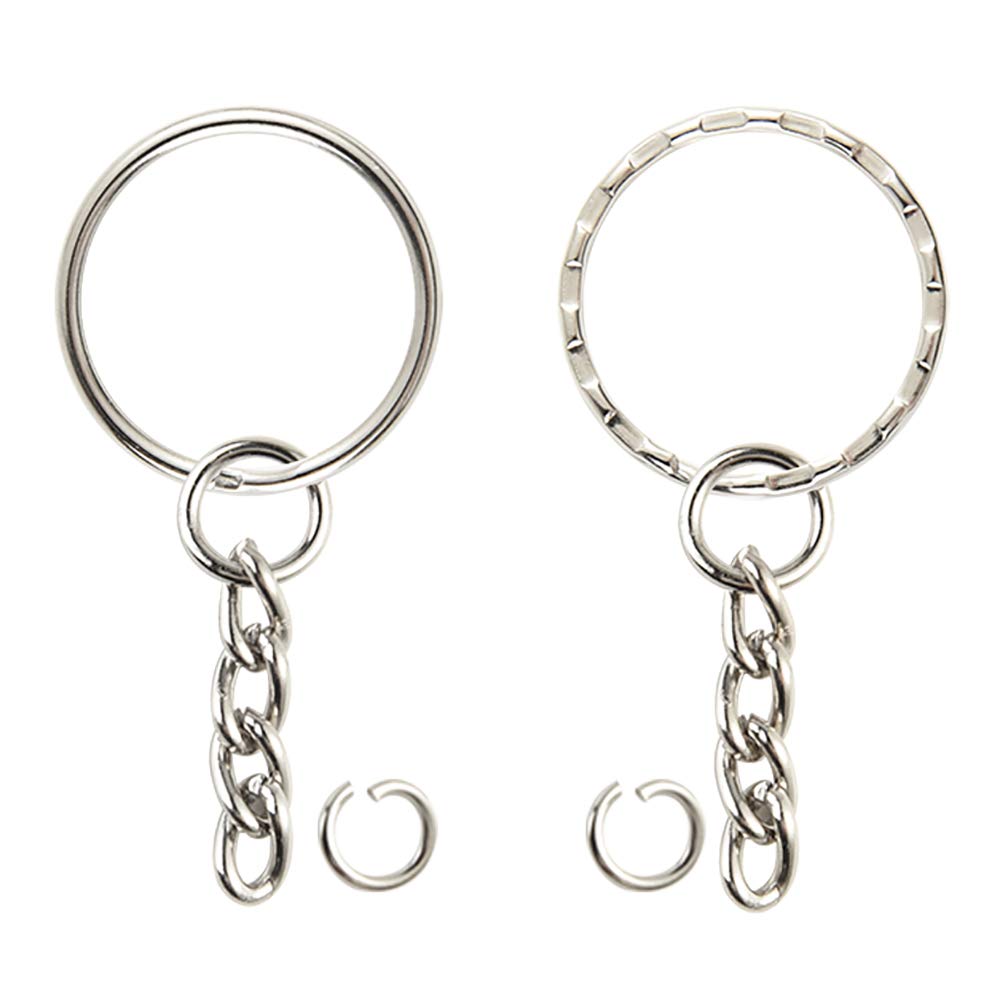 TUPARKA 40 PCS Keyring Blanks Split Metal Keyring Crafts DIY Key Rings with Open Jump Rings and Link Chain