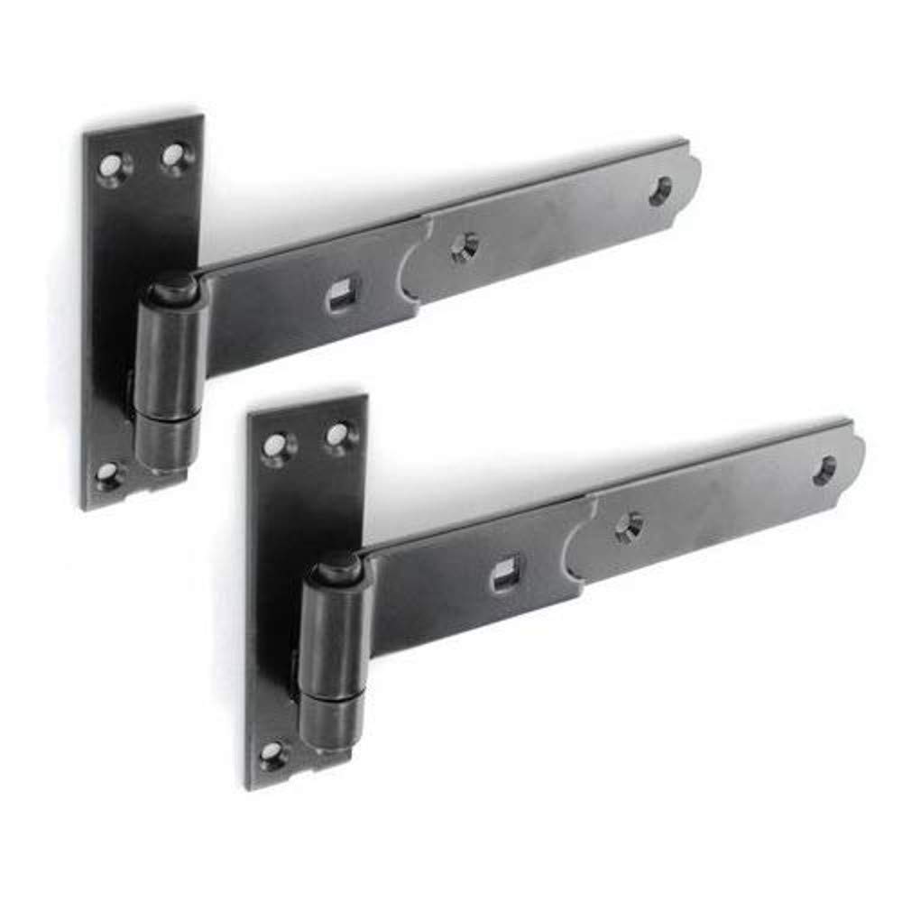 Merriway BH06849 (2 Pcs) Gate Hinges Heavy Duty Hook and Band Straight Flat Black 600mm (24 Inch) - Pack of 2 Pieces