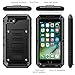 Compatible iPhone 8 Case, SE 2020 Waterproof Phone Case for iPhone 7 with Stand, Shockproof Military Grade Heavy Duty Silicone with Screen Protector Full Body Metal Cover for Apple Black