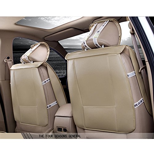 Super PDR 9Pcs Full Set PU Leather Deluxe Automotive Car Seat Covers Set Cushions Front Rear Universal fit for Vehicles,Cars,SUV elastic sponge Inside(Beige L)