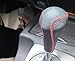 Salusy Black Leather Red Thread Gear Shift Knob Cover+Handbrake Cover For Honda Civic 2006-2008 2009 2010 2011