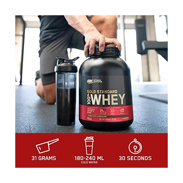 Optimum Nutrition Gold Standard Whey Muscle Building and Recovery Protein Powder With Naturally Occurring Glutamine and…