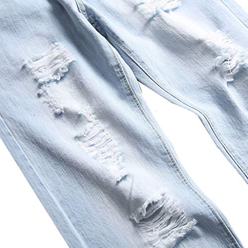 Classic Jeans Mens New Elastic Stretch Ripped Personality Denim Pants Trousers - Thumbnail 4