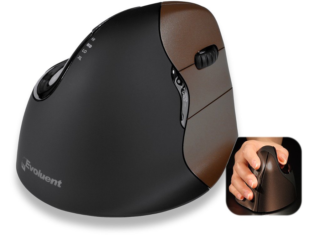 Evoluent Right Handed Small Wireless Vertical Mouse, brown, VMOUS4WRSHY