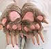 Women Bear Plush Cat Paw Half-Cover Fingerless Gloves Soft Thick Winter Mittens