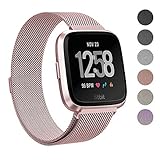 SWEES Metal Bands Compatible Fitbit Versa Smart Watch, Milanese Loop Stainless Steel Metal Replacement Accessories Small Large for Women Men, Black, Champagne, Colorful, Rose Gold, Silver, Grey