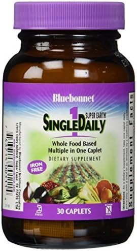 Bluebonnet Super Earth Single Daily Multi-Nutrient Formula Iron Free Caplets, 30 Count by BlueBonnet