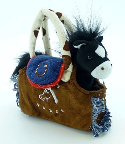My Cuddly Pony I Love My Horse Black Plush Pony and Brown Purse