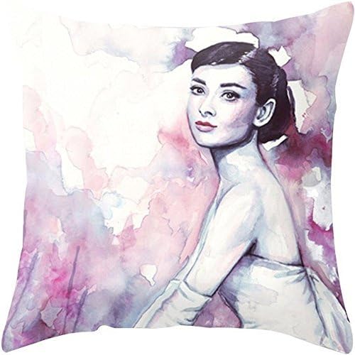 Christams Jewelry Gifts Yoler Art Decorative Pillow Covers Home Decor Pillow Cases Decorative Bright Colorful Decor Pillowcases (Audrey Hepburn Style)