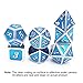 Haxtec Metal DND Dice Set Blue Metal Dice with Leather Dice Bag Polyhedral D&D Dice Compatible with Dungeons and Dragons Gifts RPG Games-Silver Blue