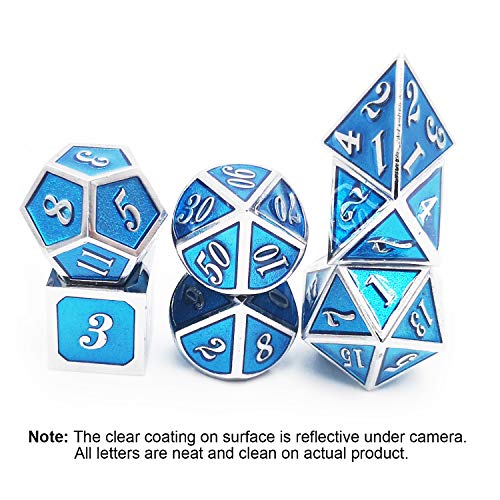 image for Haxtec 7PCS Zinc Alloy Metal Dice Durable Polyhedral Dice D20 D12 D10 