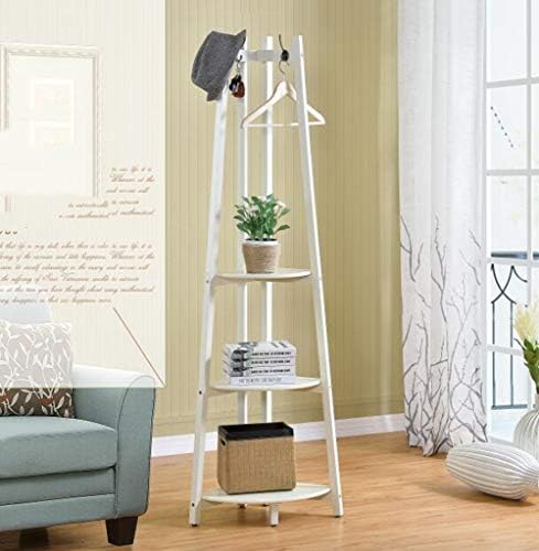 XJRHB Coat Rack Floor Solid Wood Corner Hanger Fan-Shaped Simple Corner Frame Partition Frame Multi-Function Flower Stand (Color : Milk White)