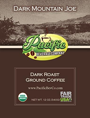 Dark Roast Ground Coffee Dark Mountain Joe Certified Organic Fair Trade 12 Ounce Pouch