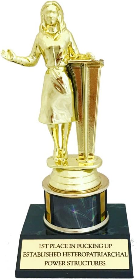 1st Place in Fcking Up Established Heteropatriarchal Power Structures Trophy Feminist Feminism in Gold with Woman Debater Orator : Office Products