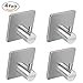 Adhesive Hooks, Heavy Duty Wall Hooks Coat Hooks Towel/Robe Hooks SUS 304 Stainless Steel Strong Waterproof Hanger for Bathroom Kitchen and Garage - (4 Pack)