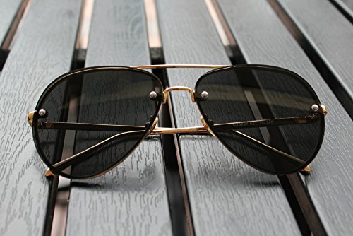 Vintage Oversize Gold Metal Frame Mirror Clear Men Women Aviator Sunglasses 62mm (Gold Frame/Black Lens, 62)