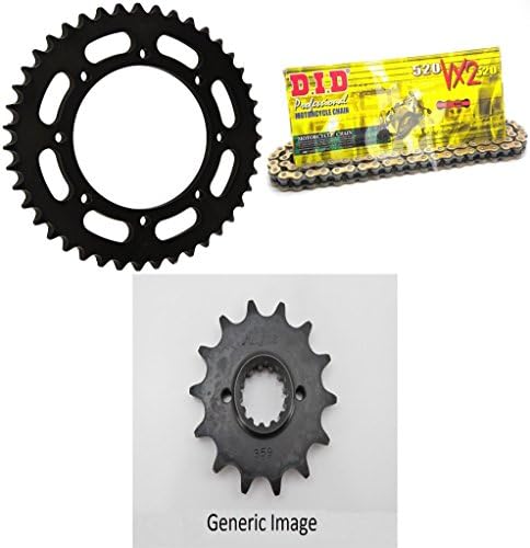 DID 520VX2 Pro-Street X-Ring VX Series Chain Natural Steel, SUNSTAR Front &amp; Rear Sprocket Kit for Street KAWASAKI KLR 650 1990-2016