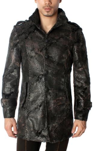 Green BananaViper Snake Skin Design Slim Fit Button Front High Neck Jacket Coat