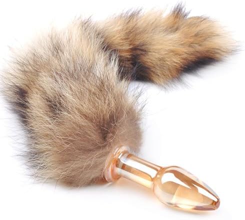 PleasureBox Glass Anal Plug with Tail, 36 cm, Medium