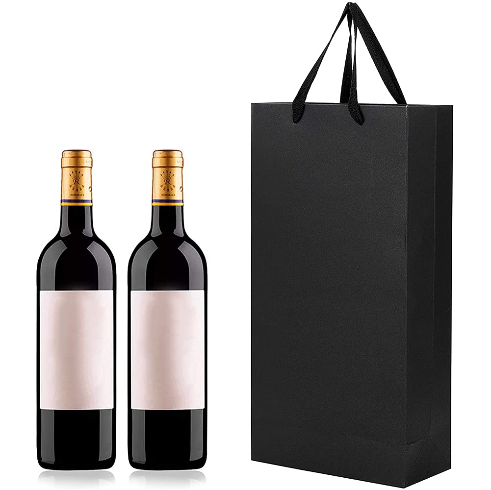 10 Pack Sturdy Bottle Gift Bags Wine Champagne Paper Gift Bags with Rope Handles Drink Gift Bags Carrier Single Bottle Holder Tote Bags for Party Birthday Wedding Anniversary Celebration