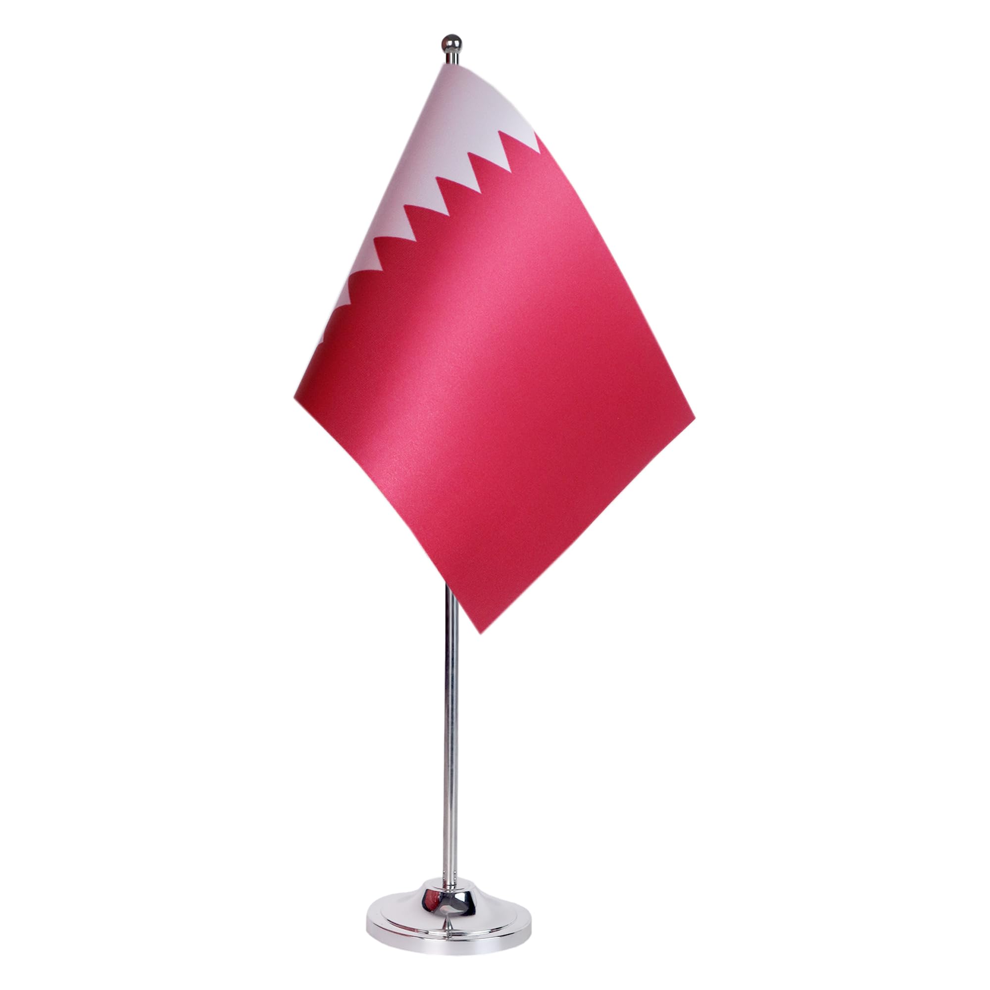 AZ FLAG Qatar Prestige Table Flag 6'' x 9'' - Qatari Office Decoration 100% Satin 22 x 15 cm - Desk Flag with Steel Pole and Base