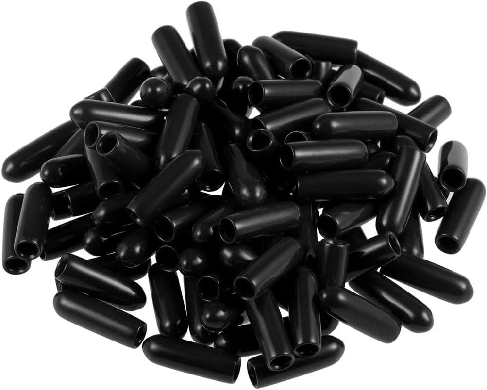 MACHSWON 100pcs Rubber End Caps 3mm ID, Vinyl Round End Cap Cover Screw Thread Protectors Tube Bolt Cap for protection of Screws Tubes Cables Wires, etc
