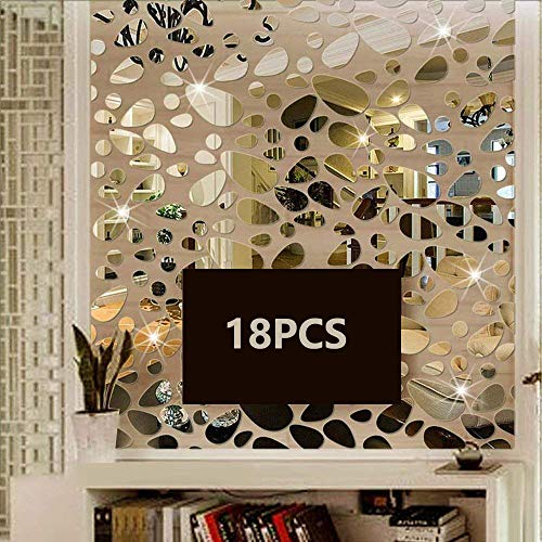 TTSAM 18PCS Mirror Wall Stickers Decor - Cobblestone Shape DIY Decals ...