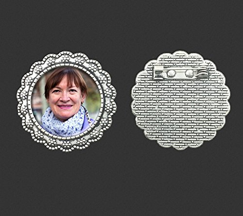 Mother of Bride or Groom Round Flower Wedding Photo Pin Brooch or For Bouquet Flowers Includes EZ Photo Jewelry Resizer Software