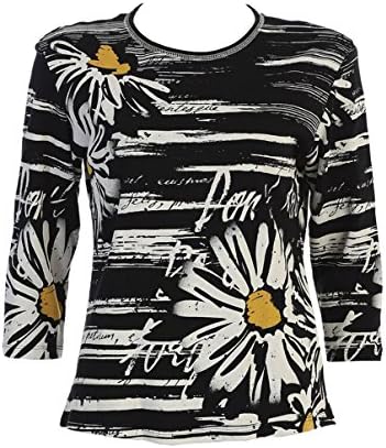Jess &amp; Jane Daisy Poem Cotton Top In Black - 14-1157BK (1X)