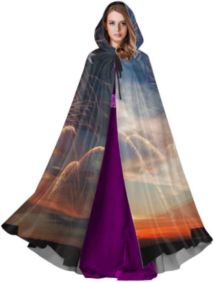 Yushg Statue Of Liberty In New York Usa Womens Cloak With Hood Adult Mens Cloak 59inch For Christmas Halloween Cosplay Costumes