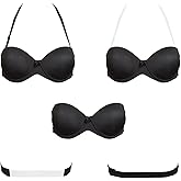 Plusexy Strapless Bra with Cear Straps and Back Push Up Halter Convertible Backless Bras for Women