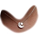 Aneneiceera Boho Star and Moon Pendant Necklace Silver Choker Chain Star and Moon Pendant Necklace Chain Bohemia Necklace Jewelry for Women