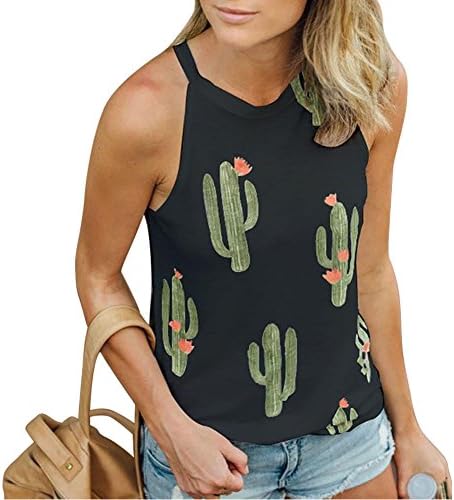 A ANGG Women Girls Summer Cactus Tank Tops Sleeveless Blouse Shirt Camis Tee